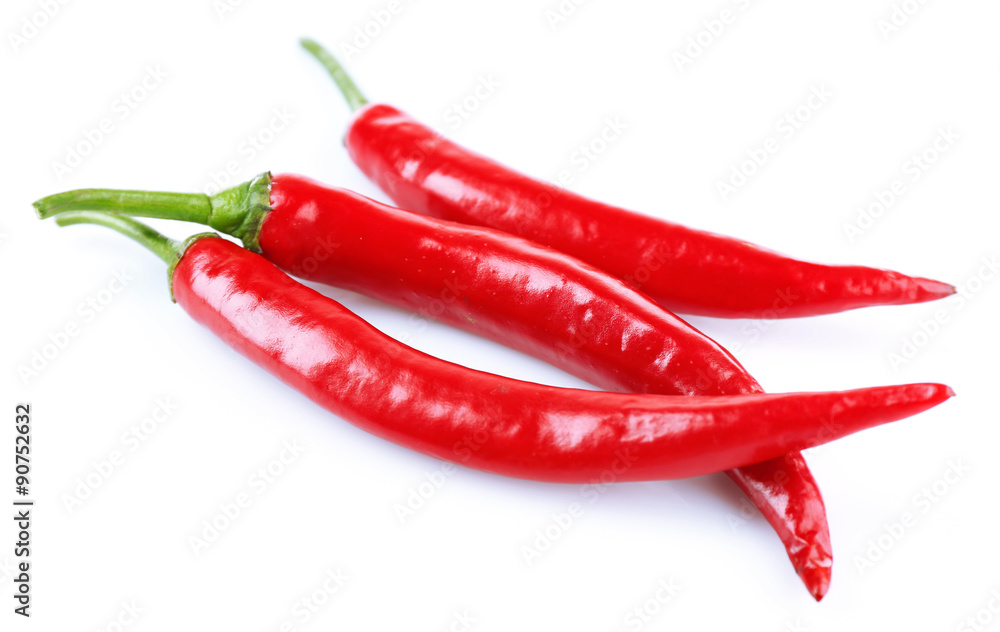 Red hot peppers isolated on white