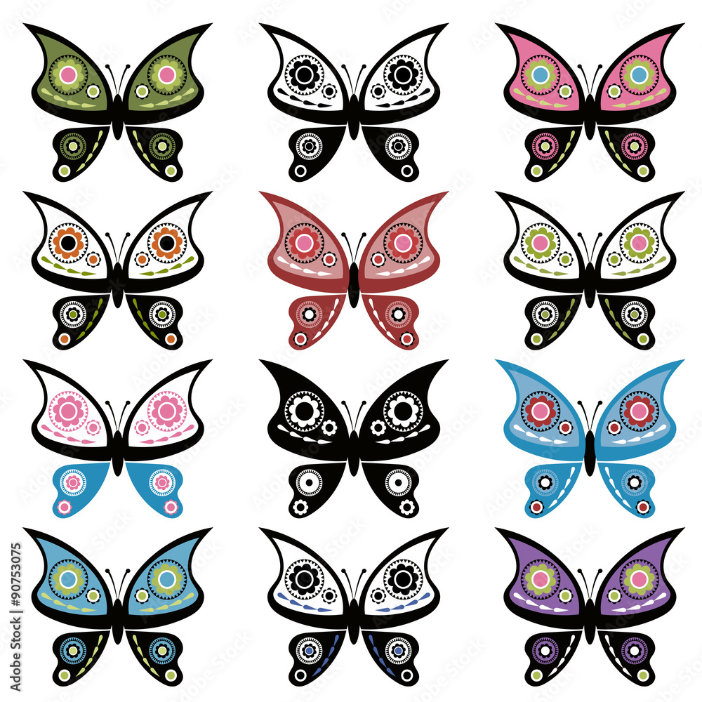 set of butterflies set of butterflies