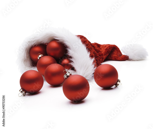 Weihnachtskugeln in Nikolausmütze