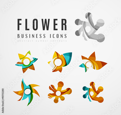 Set of abstract flower logo business icons