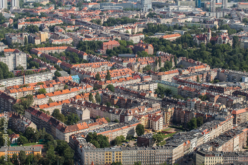 Aerial view of Wroclaw city 
