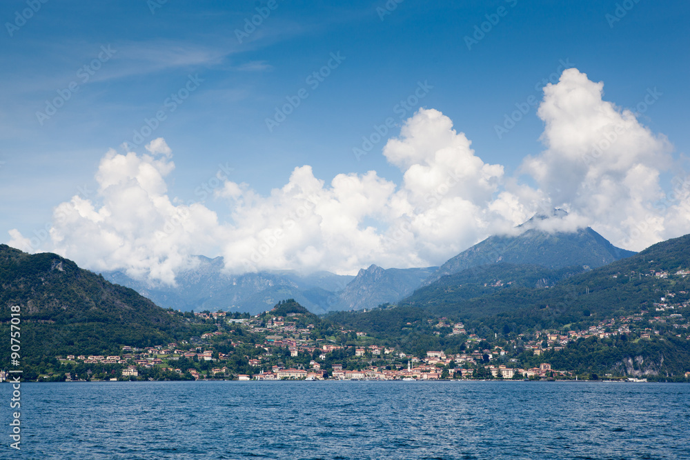 View of italian village on Como lake