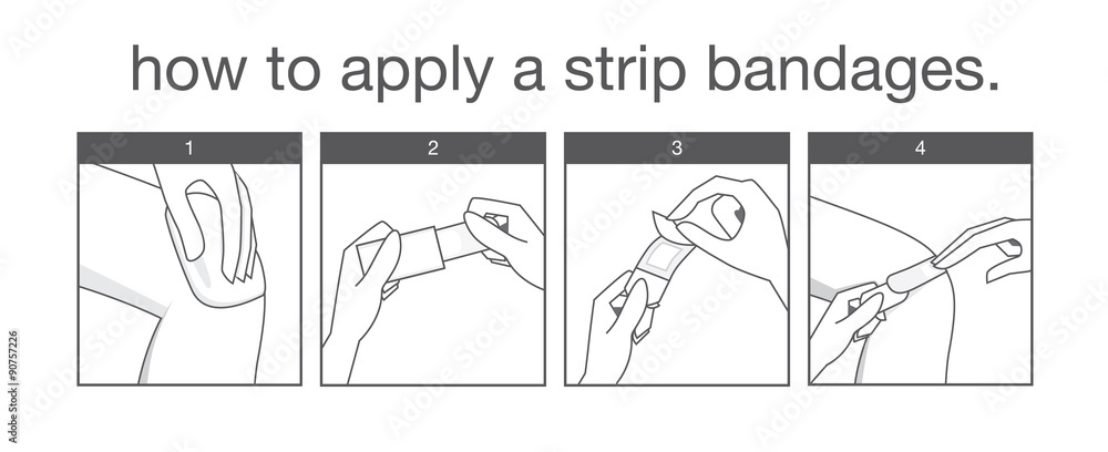Direction on how to apply a strip bandages