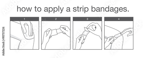 Billede på lærred Direction on how to apply a strip bandages