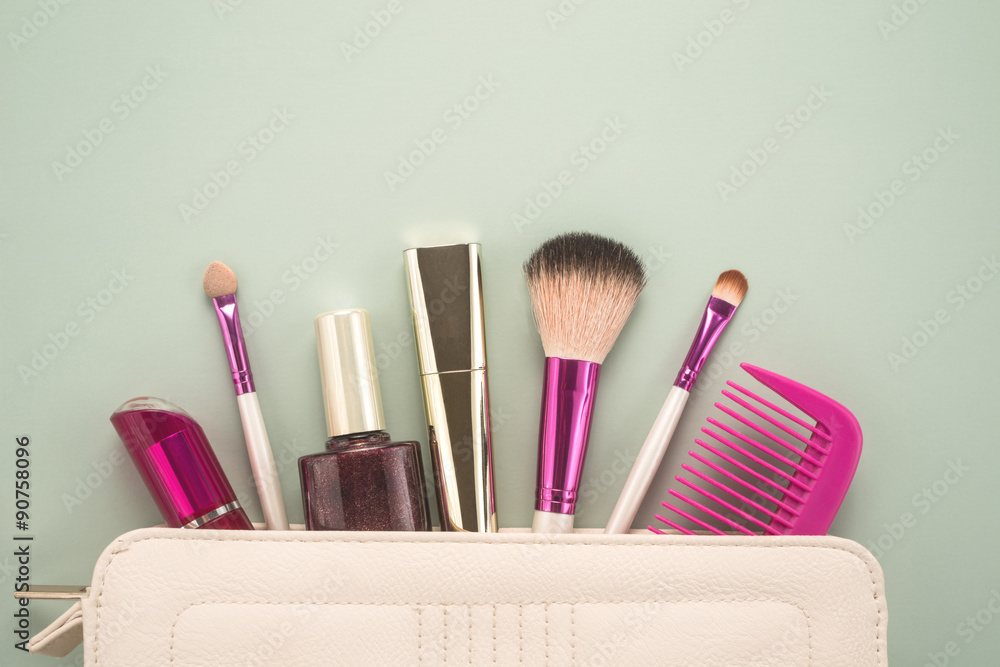 Beautiful make up bag with cosmetics Beautiful make up bag with cosmetics