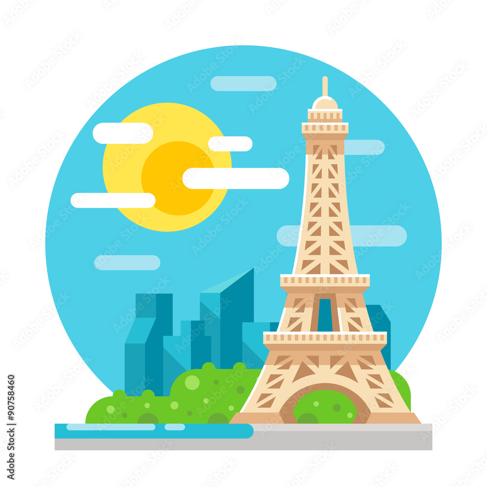 Eiffel tower flat design landmark