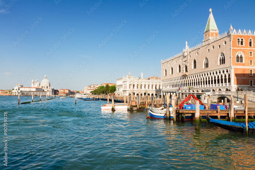 Gondolas  and Doge palace, Venice, Italy
