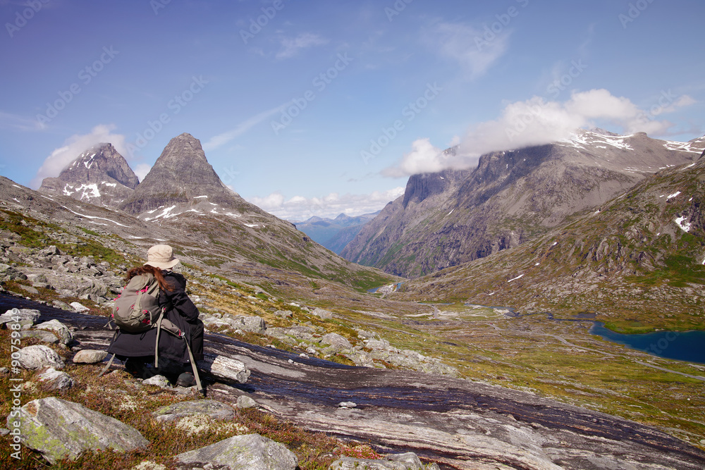 Hiker in the Mountains of Norway Hiker in the Mountains of Norway