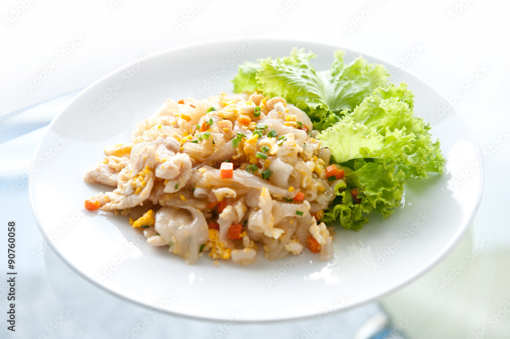 close up Fried Noodles with Chicken , asian cuisine close up Fried Noodles with Chicken , asian cuisine