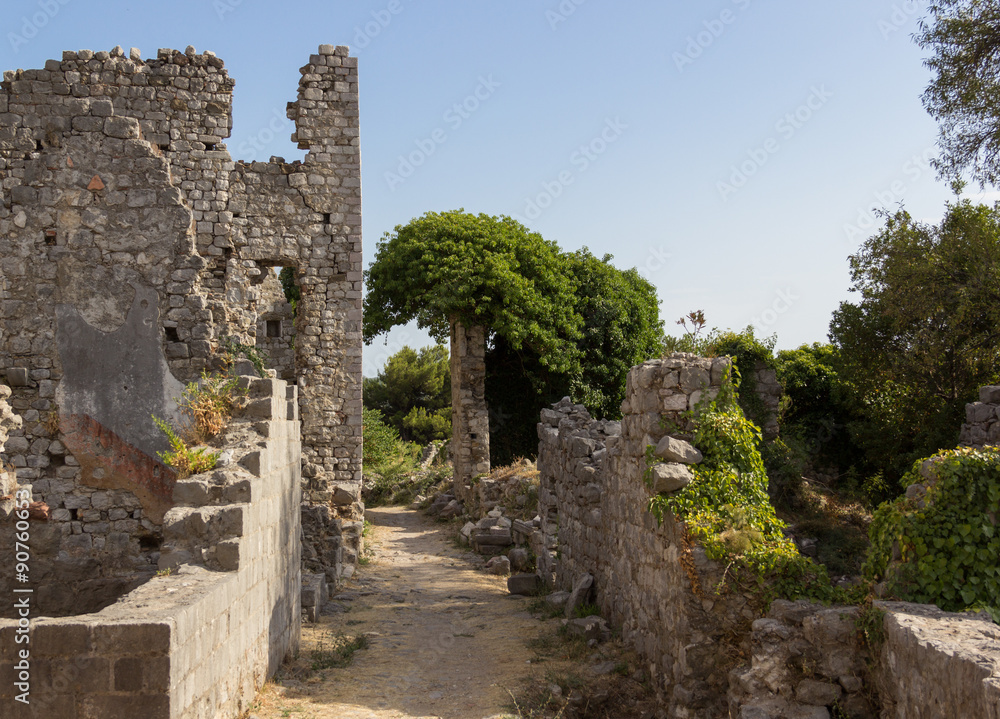 Ruins of fortress of Bar Old Town, Montenegro, August