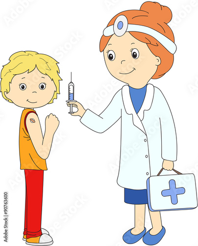 Doctor makes vaccination to the patient