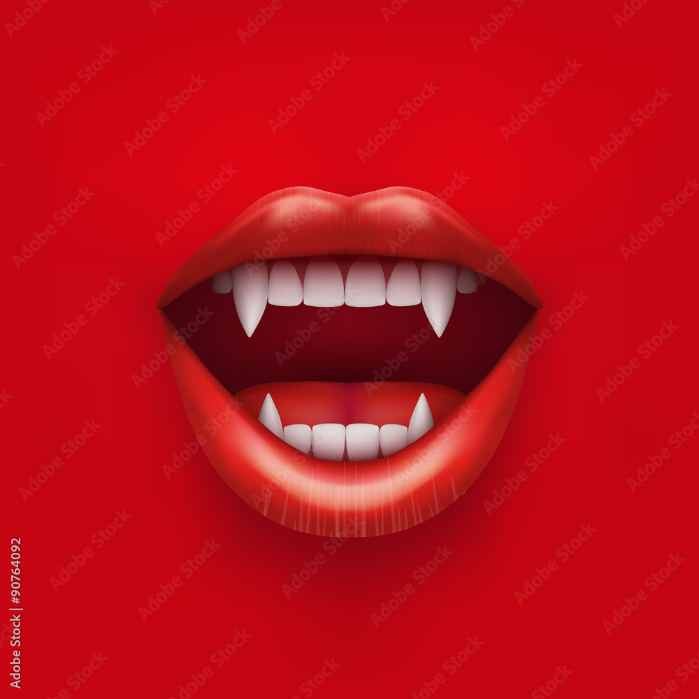 Fototapeta premium Background of vampire mouth with open lips.