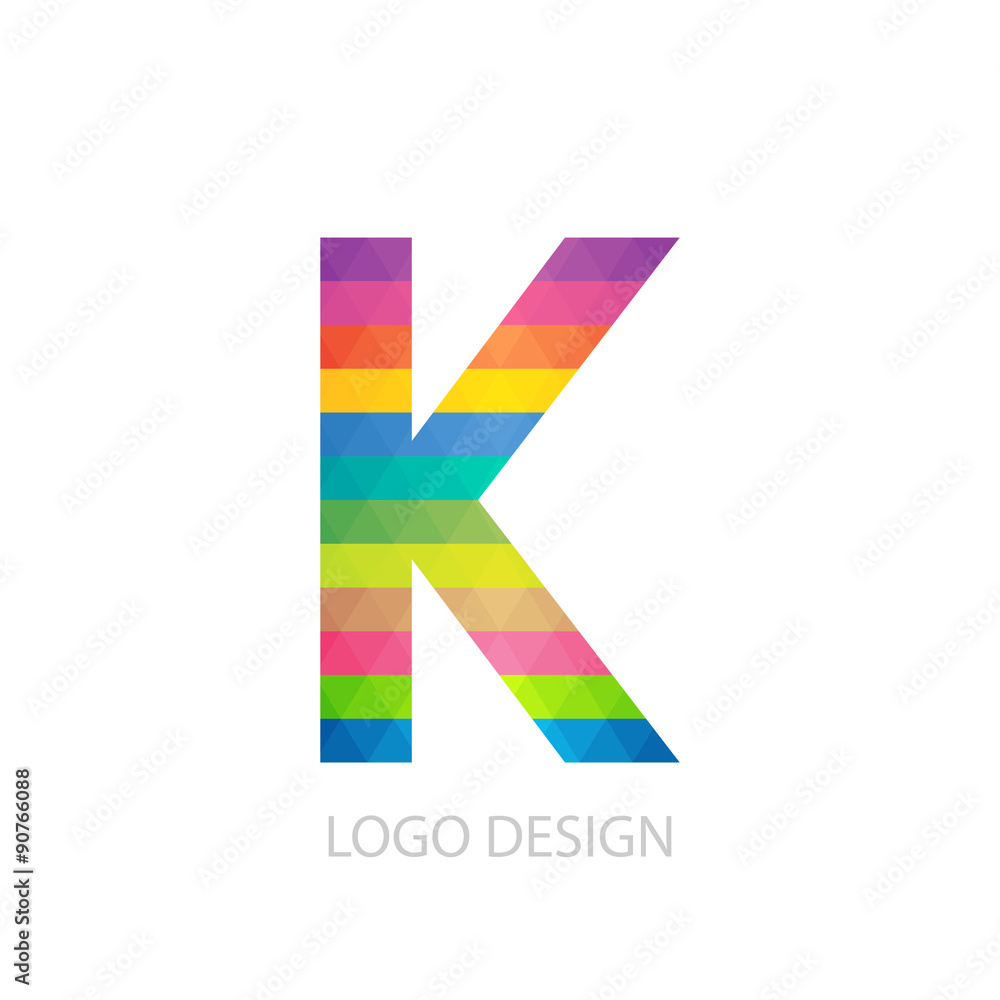 Vector illustration of colorful logo letter k