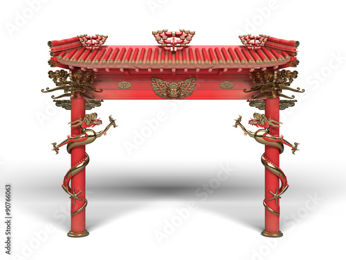 Traditional Chinese Arc With Golden Dragons