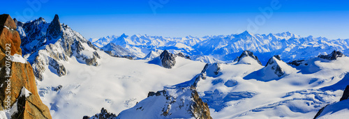 Fototapeta Mont Blanc, view from Aiguille du Midi, panorama