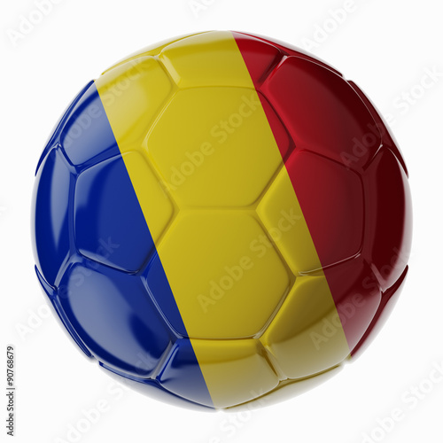 Soccer ball. Flag of Romania