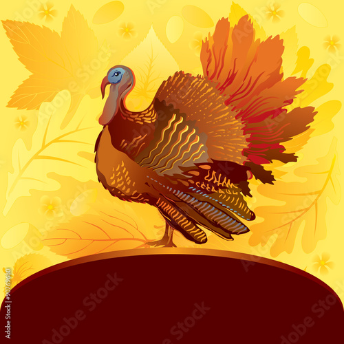Decorative card with turkey