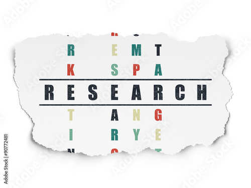 Advertising concept: word Research in solving Crossword Puzzle