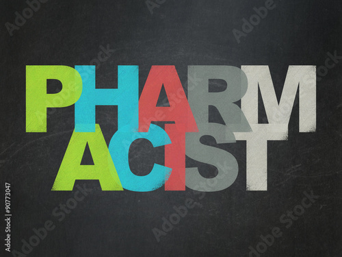 Medicine concept: Pharmacist on School Board background