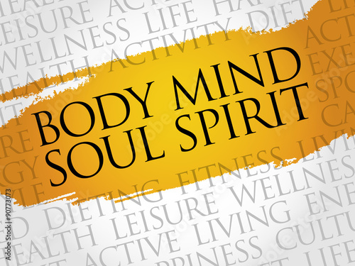 Body Mind Soul Spirit word cloud, health concept