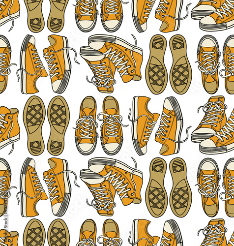 Vector seamless pattern with sneakers