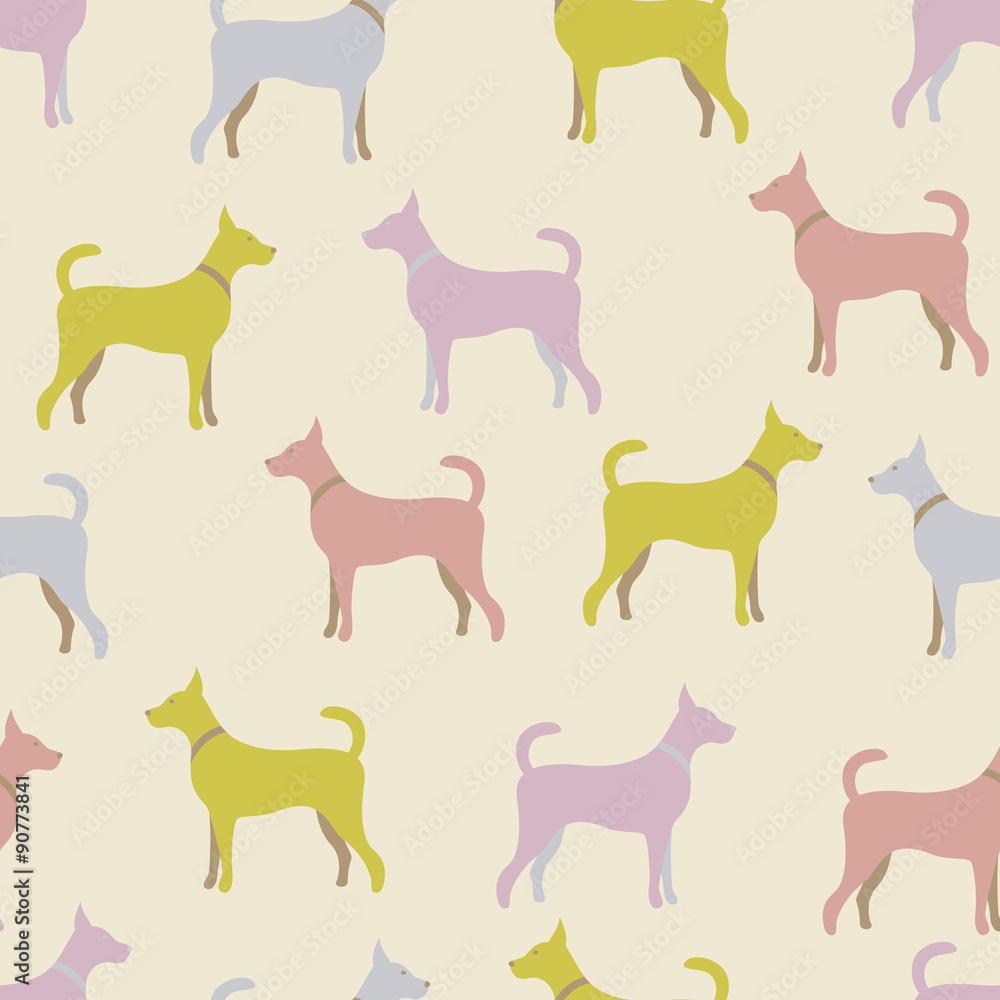 Animal seamless vector pattern of dog silhouettes