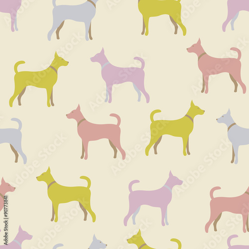 Animal seamless vector pattern of dog silhouettes