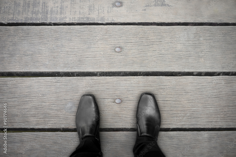 Black shoes standing on the floor Black shoes standing on the floor