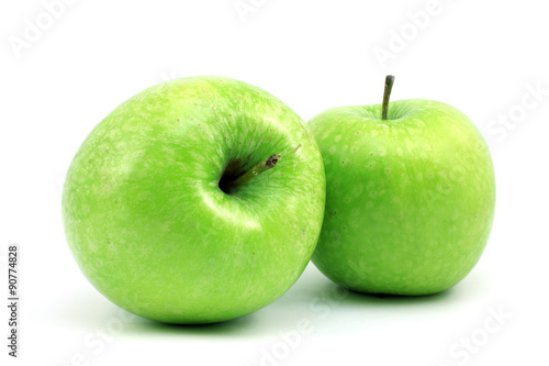 Two ripe green apples
