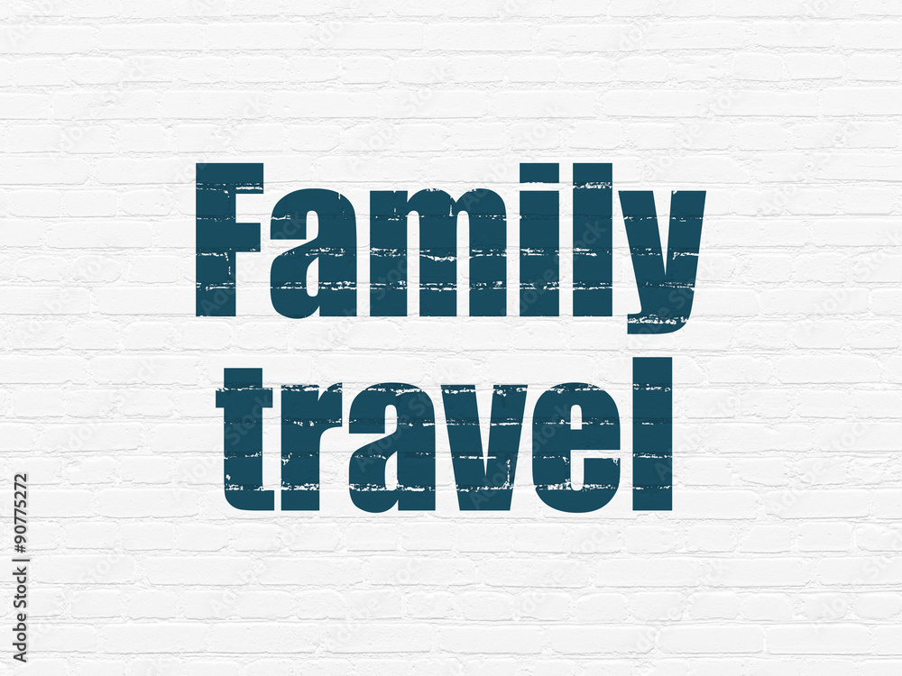 Travel concept: Family Travel on wall background Travel concept: Family Travel on wall background