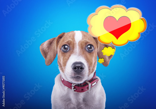 Smart beautiful dog with icon heart. Funny animals. Valentine's Day © Cressida studio
