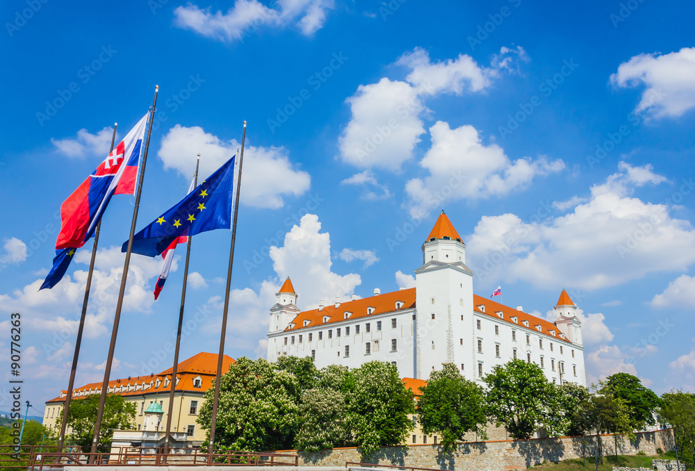 Bratislava castle on hill, Slovakia