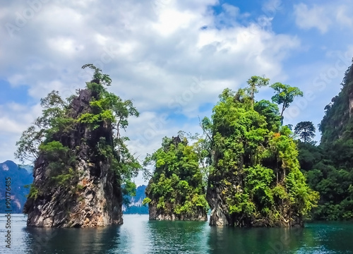 islands and mountains in dam at khao sok national park at suratthani,Thailand