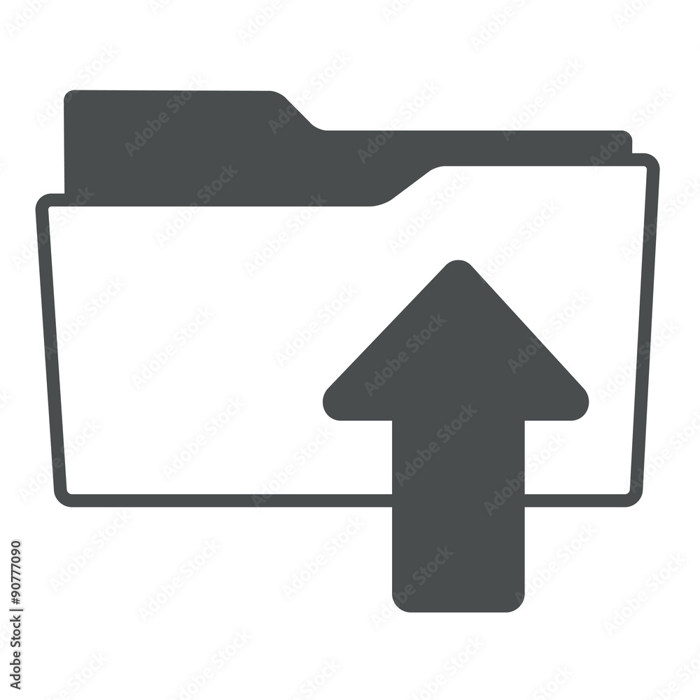 Icono aislado expediente simbolo subir gris