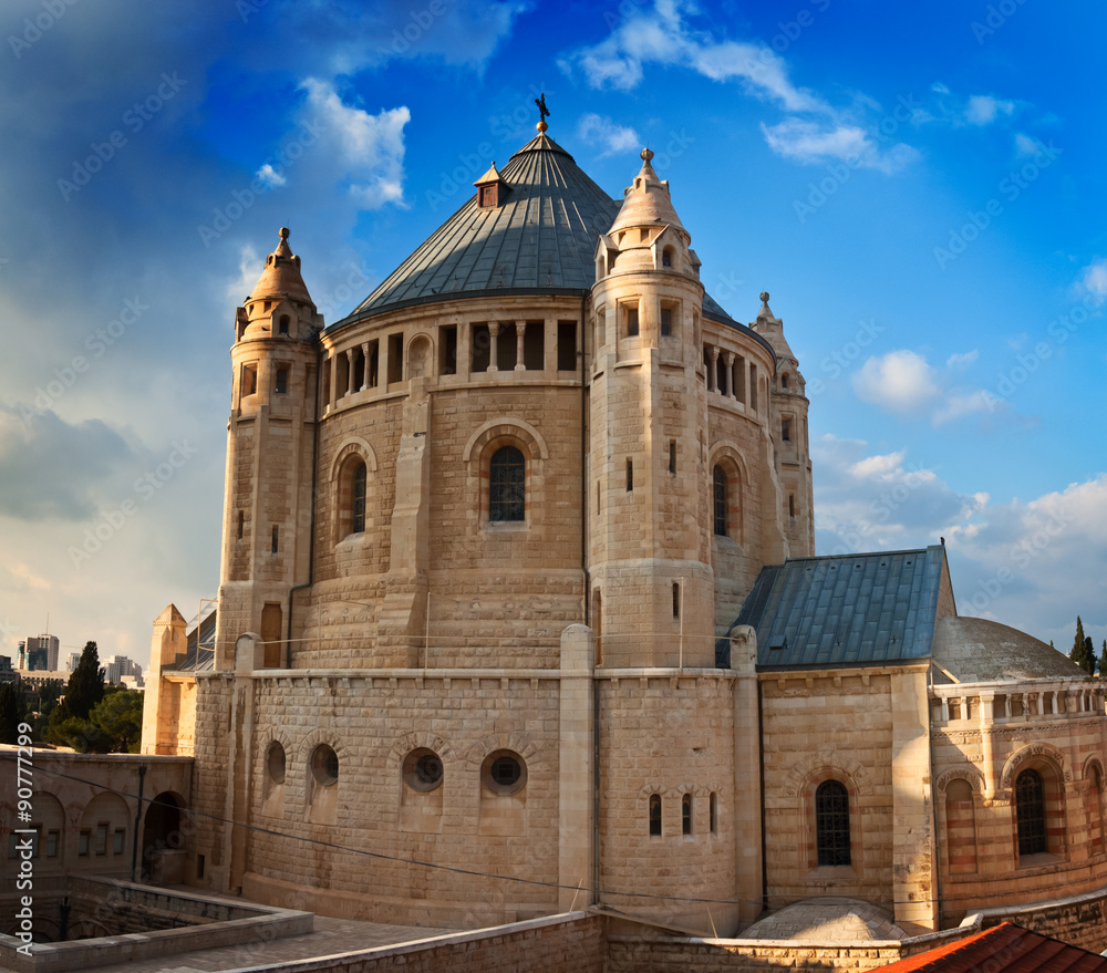 Dormition Abbey on the blue sky background