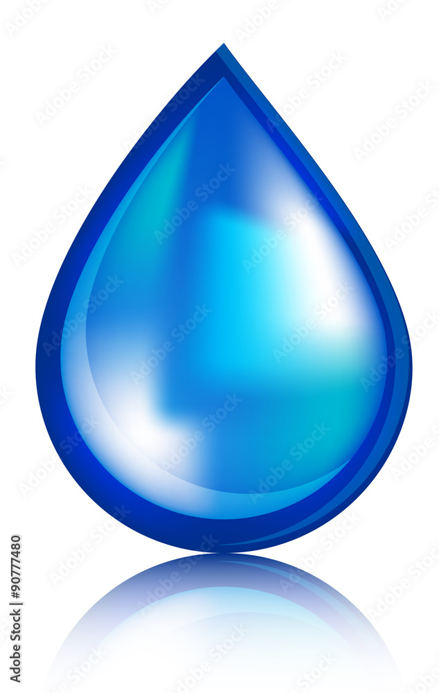 Blue realistic vector water drop isolated on white background. Blue realistic vector water drop isolated on white background.