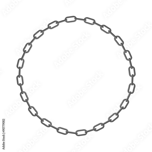 Iron chain. Circle frame of rings of chain. Vector illustration