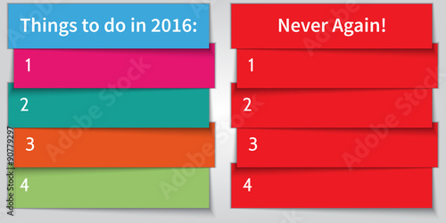 Vector New Year Resolution multi color double List template