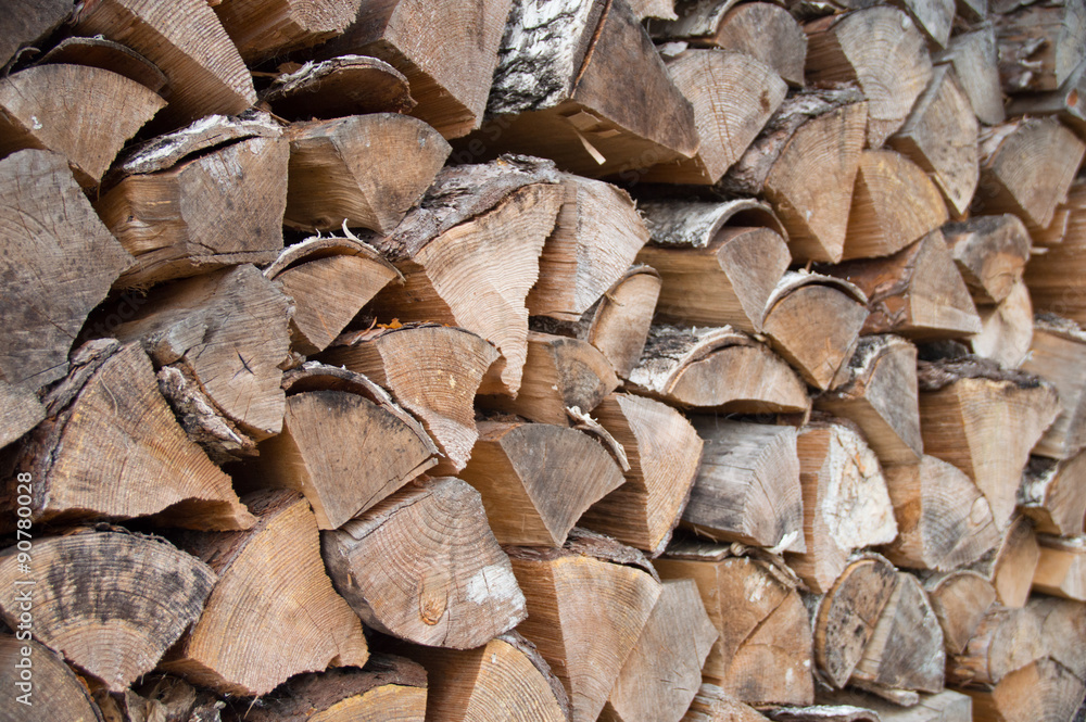 Fototapeta premium Firewood stack. Perspective view.
