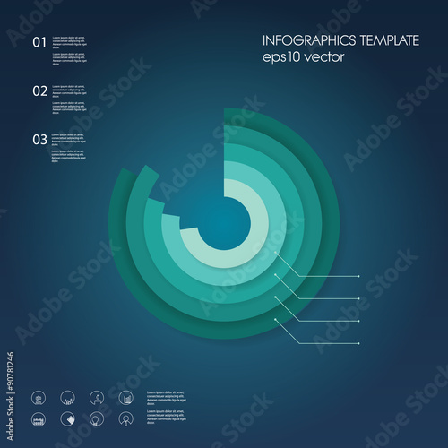 Pie chart infographic element. Set of business icons in circle