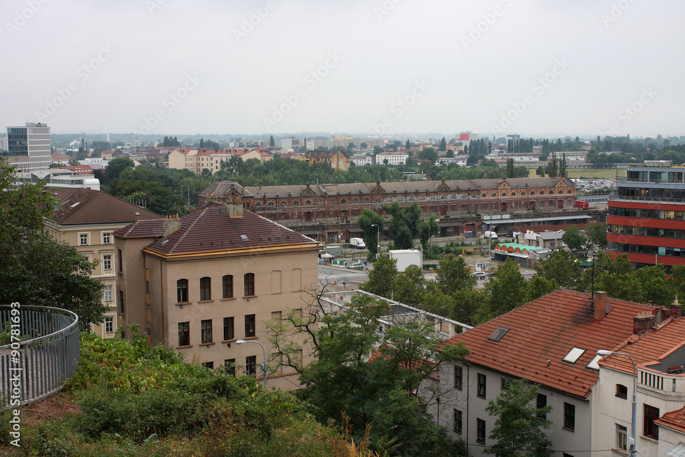 Center of  Brno, panoramic view,old railway depot, Czech Republi