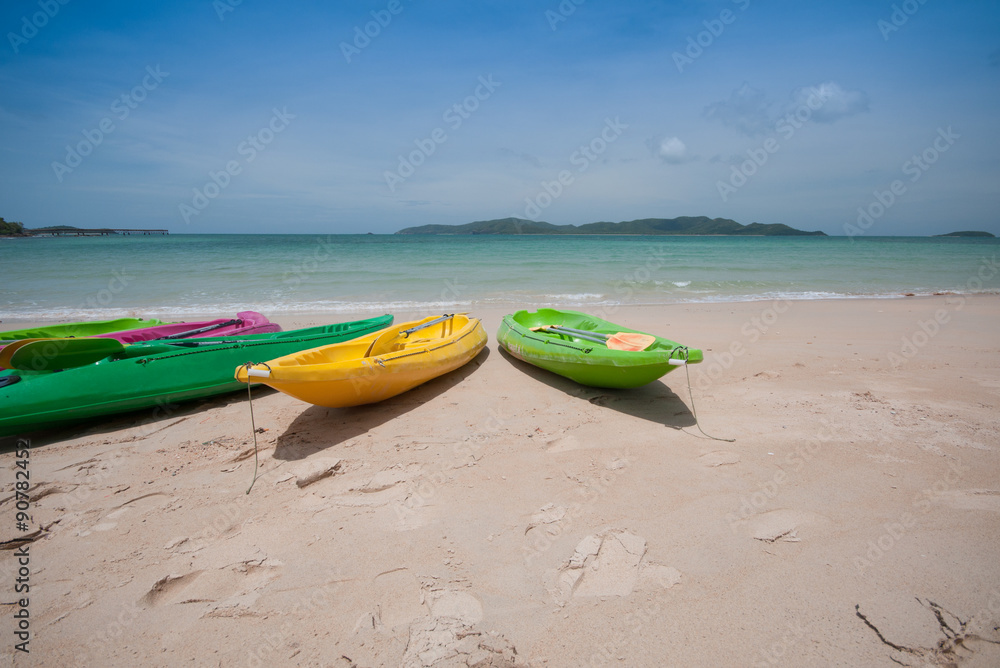 Colorful kayak on the tropical beach