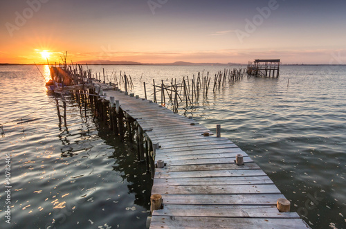 Sunset in an ancient fishing dock