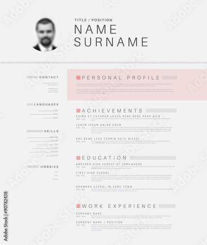 Minimalistic black and white cv / resume template