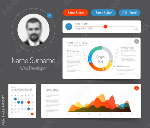 Dark minimalist infographic dashboard template