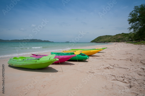 Colorful kayak on the tropical beach