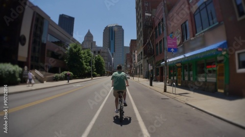 Wallpaper Mural 4K Man Rides in the Bike Lane in Pittsburgh Torontodigital.ca