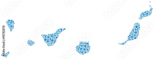 Obraz na plátně The Canary Islands in a mosaic of blue bubbles
