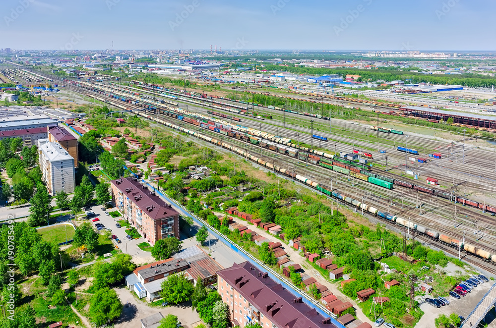 Voynovka railway node. Residential district.Tyumen