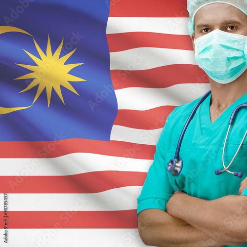 Surgeon with flag on background series - Malaysia